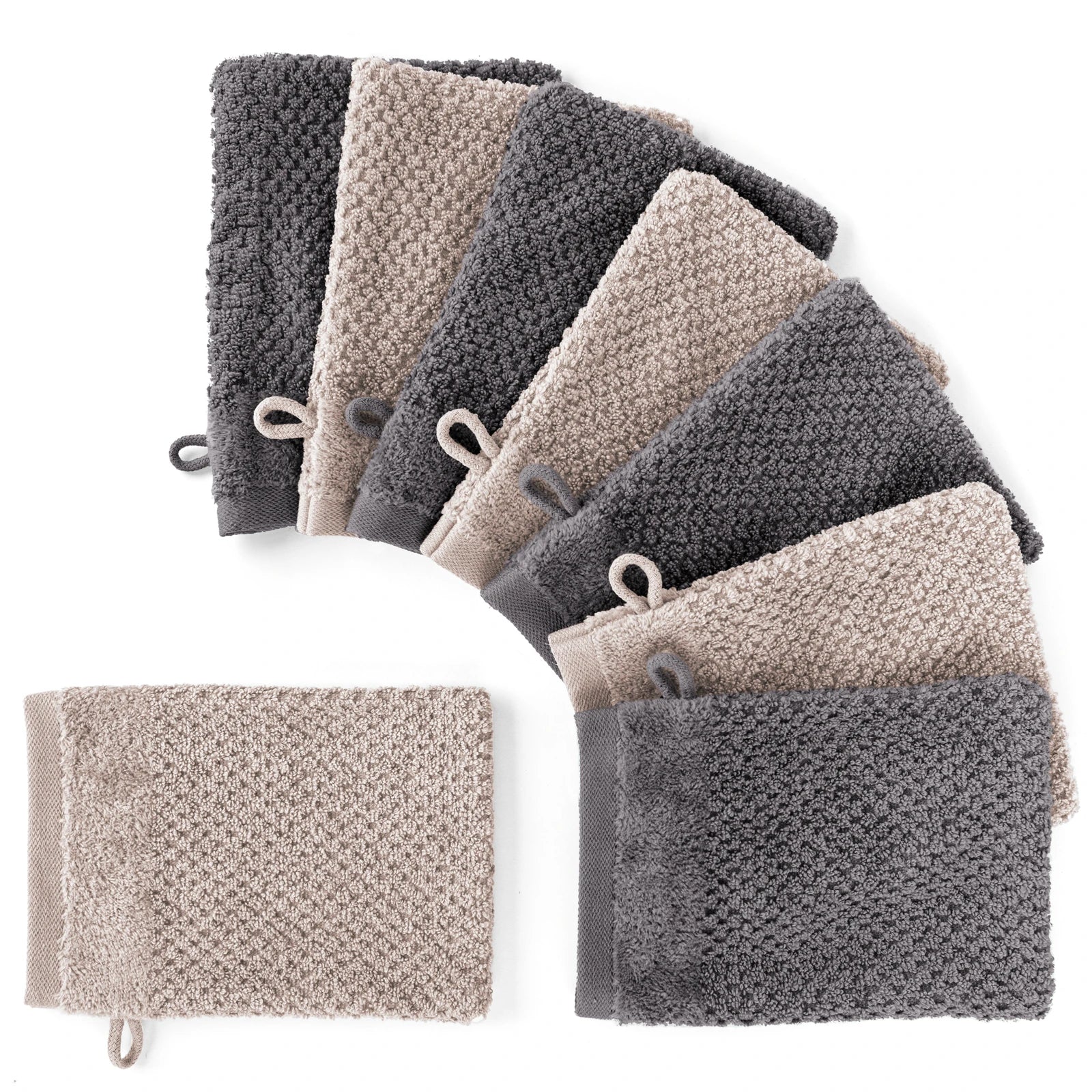 Handtuch Set "Popcorn" - Sableigrün / Stein / 2tlg. 2x70x140 cm Pure Label