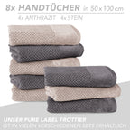 Handtuch Set "Popcorn" - Sableigrün / Stein / 2tlg. 2x70x140 cm Pure Label
