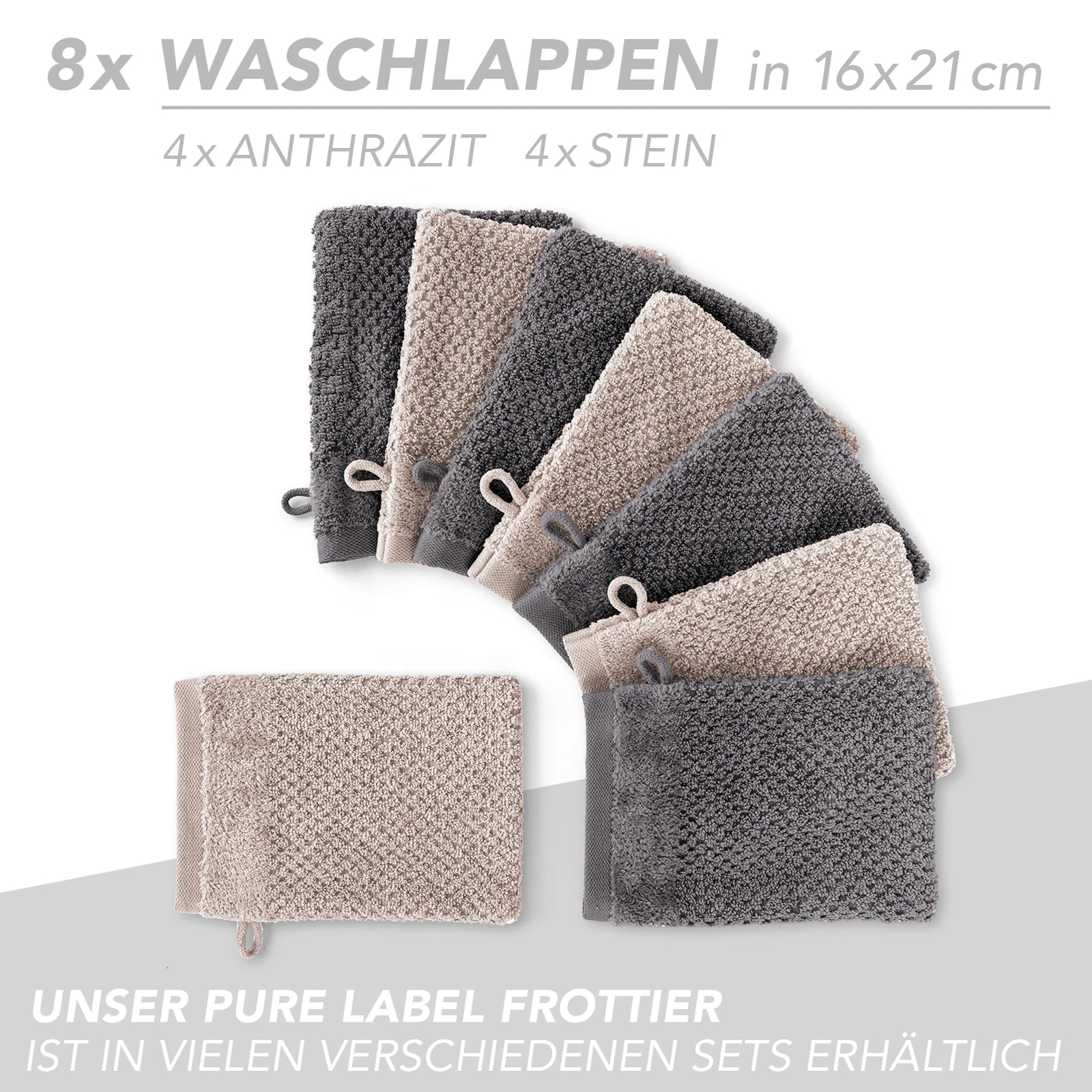 Handtuch Set "Popcorn" - Sableigrün / Stein / 2tlg. 2x70x140 cm Pure Label