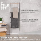 Handtuch Set "Popcorn" - Sableigrün / Stein / 2tlg. 2x70x140 cm Pure Label