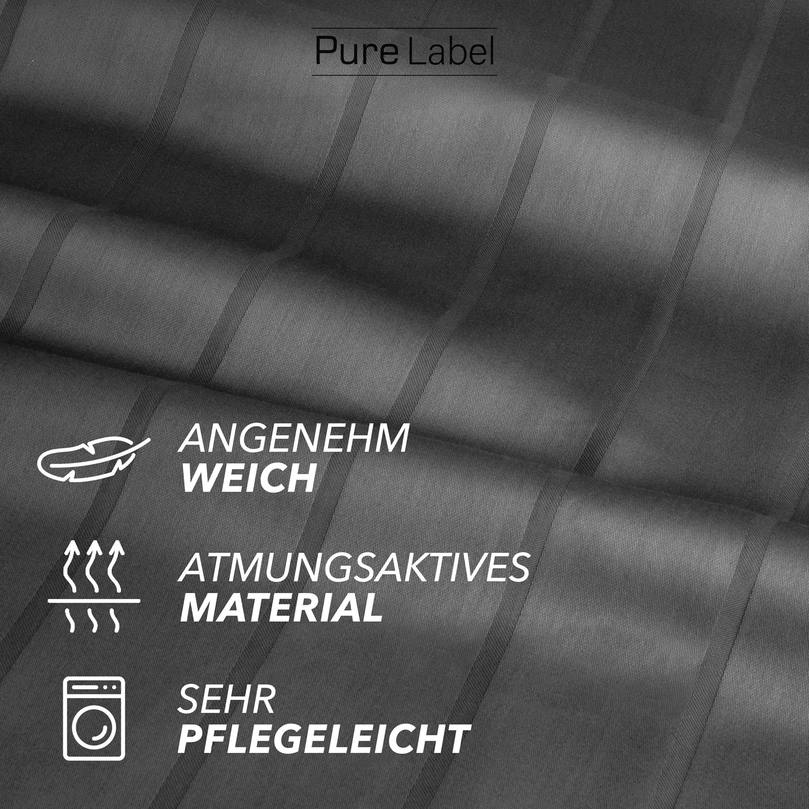 Bettwäsche Mako Satin mit Streifen - Anthrazit - 2x135x200 + 2x80x80cm