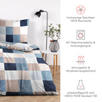 Bettwäsche "Karo" - Blau / 135x200 + 40x80 cm Pure Label