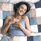 Bettwäsche "Karo" - Blau / 135x200 + 40x80 cm Pure Label