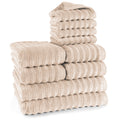 Handtuch Sets "Waves" - Beige / 4x30x50 + 4x50x100 + 2x70x140 cm Pure Label