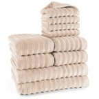 Handtuch Sets "Waves" - Beige / 4x30x50 + 4x50x100 + 2x70x140 cm Pure Label