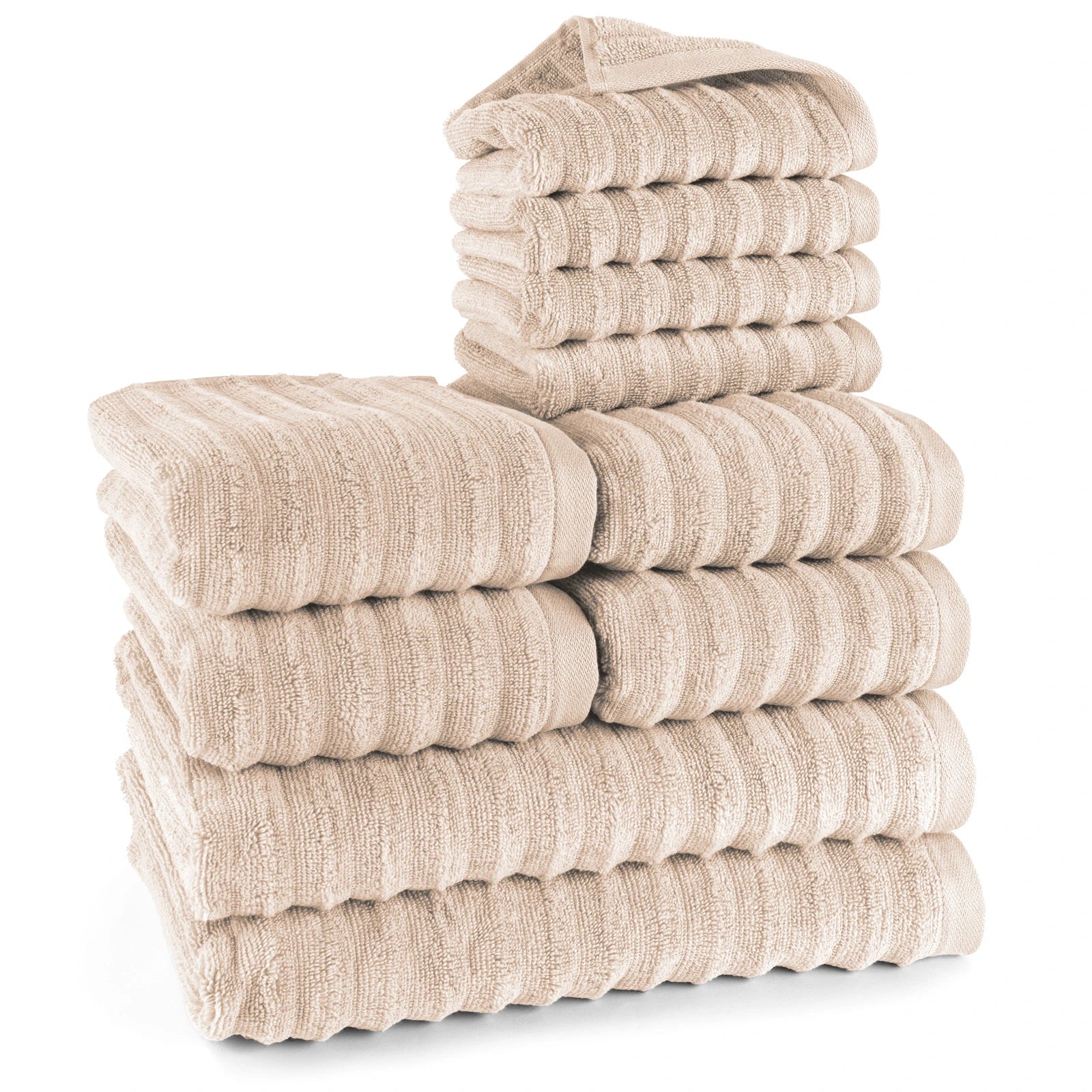 Handtuch Sets "Waves" - Beige / 4x30x50 + 4x50x100 + 2x70x140 cm Pure Label