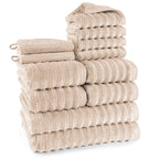 Handtuch Sets "Waves" - Beige / 2x16x21 + 4x30x50 + 4x50x100 + 2x70x140 cm Pure Label