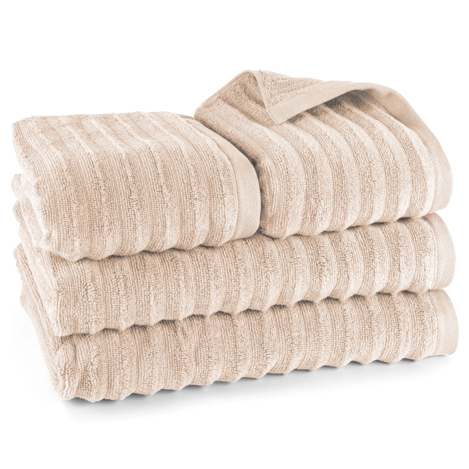 Handtuch Sets "Waves" - Beige / 2x50x100 + 2x70x140 cm Pure Label