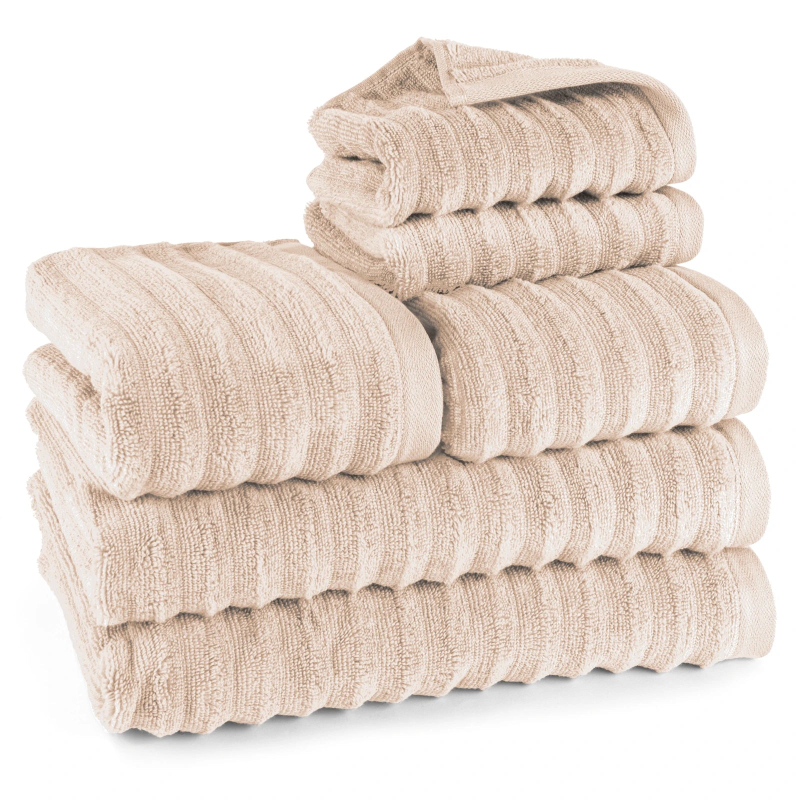 Handtuch Sets "Waves" - Beige / 2x30x50 + 2x50x100 + 2x70x140 cm Pure Label