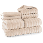 Handtuch Sets "Waves" - Beige / 2x16x21 + 2x30x50 + 2x50x100 + 70x140 cm Pure Label