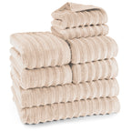 Handtuch Sets "Waves" - Beige / 2x30x50 + 4x50x100 + 2x70x140 cm Pure Label