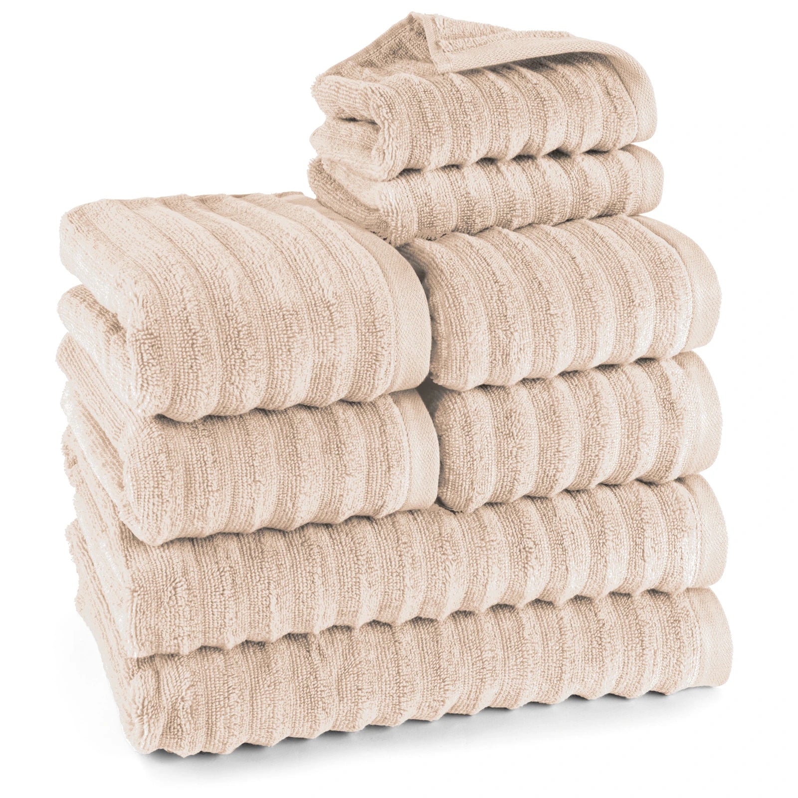Handtuch Sets "Waves" - Beige / 2x30x50 + 4x50x100 + 2x70x140 cm Pure Label