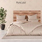 Bettwäsche Mako Satin mit Streifen - Beige - 155x220 + 80x80cm