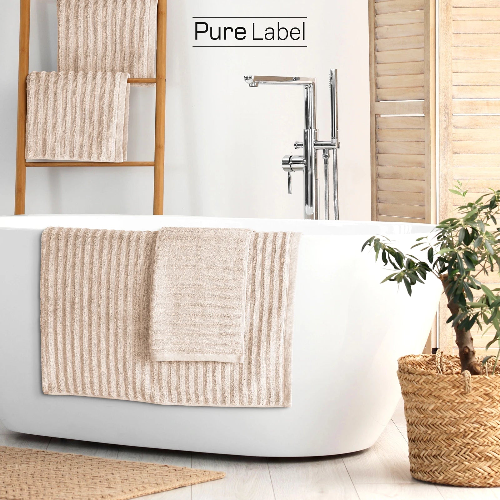 Handtuch Sets "Waves" - Anthrazit / 4x30x50 + 4x50x100 + 2x70x140 cm Pure Label