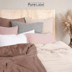 Musselin Bettwäsche Sets - Hellbraun - 2x155x220 + 2x40x80 cm