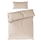 Bettwäsche Mako Satin mit Streifen - Beige - 155x220 + 40x80cm