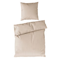 Bettwäsche Mako Satin mit Streifen - Beige - 155x220 + 80x80cm