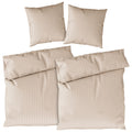 Bettwäsche Mako Satin mit Streifen - Beige - 2x155x220 + 2x80x80cm