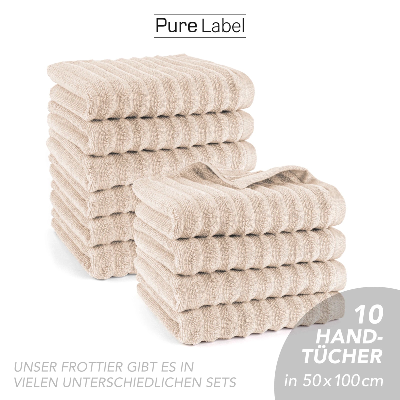 Handtuch "Waves" - Anthrazit / 4x 50x100cm Pure Label