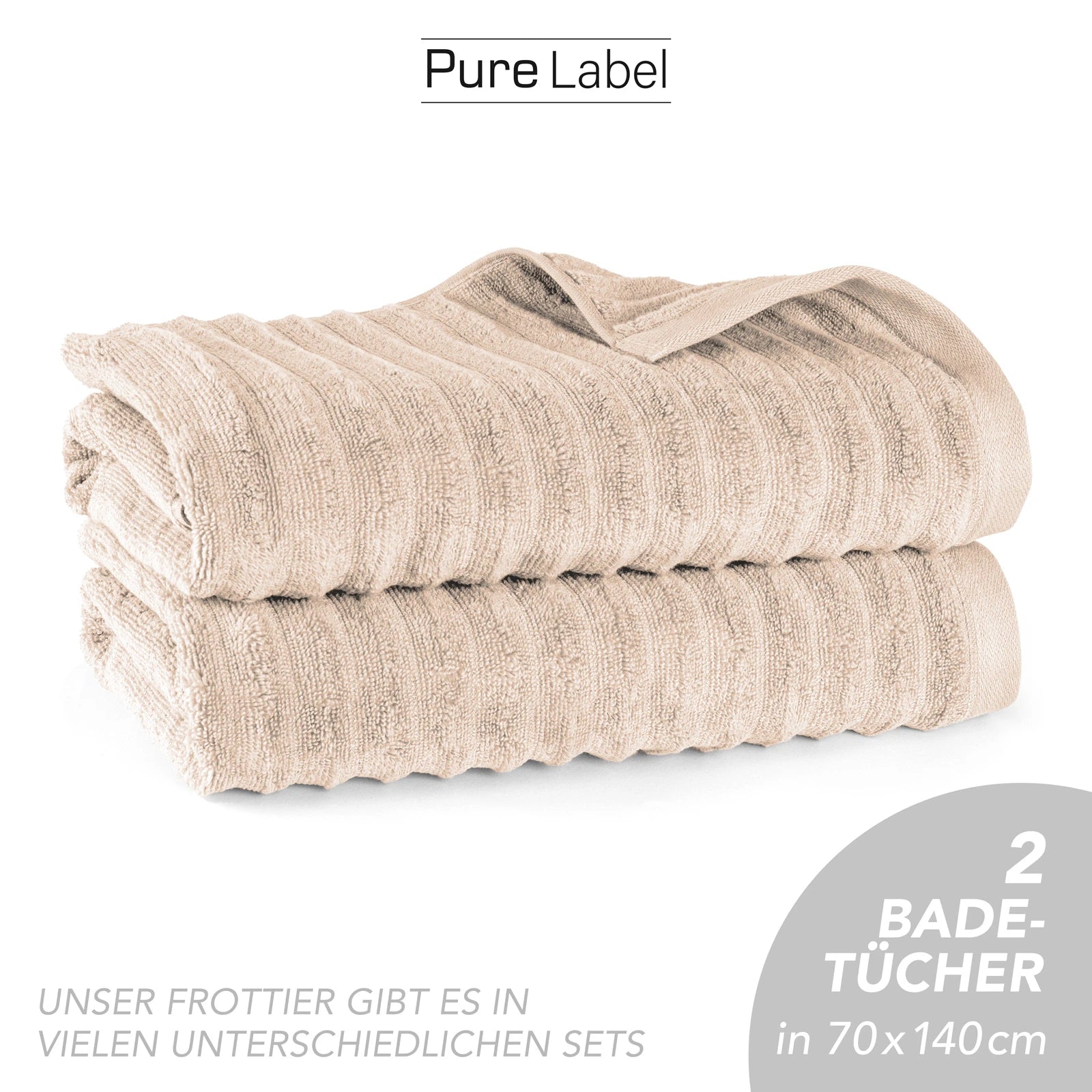 Duschtuch "Waves" - Anthrazit / 2x 70x140cm Pure Label