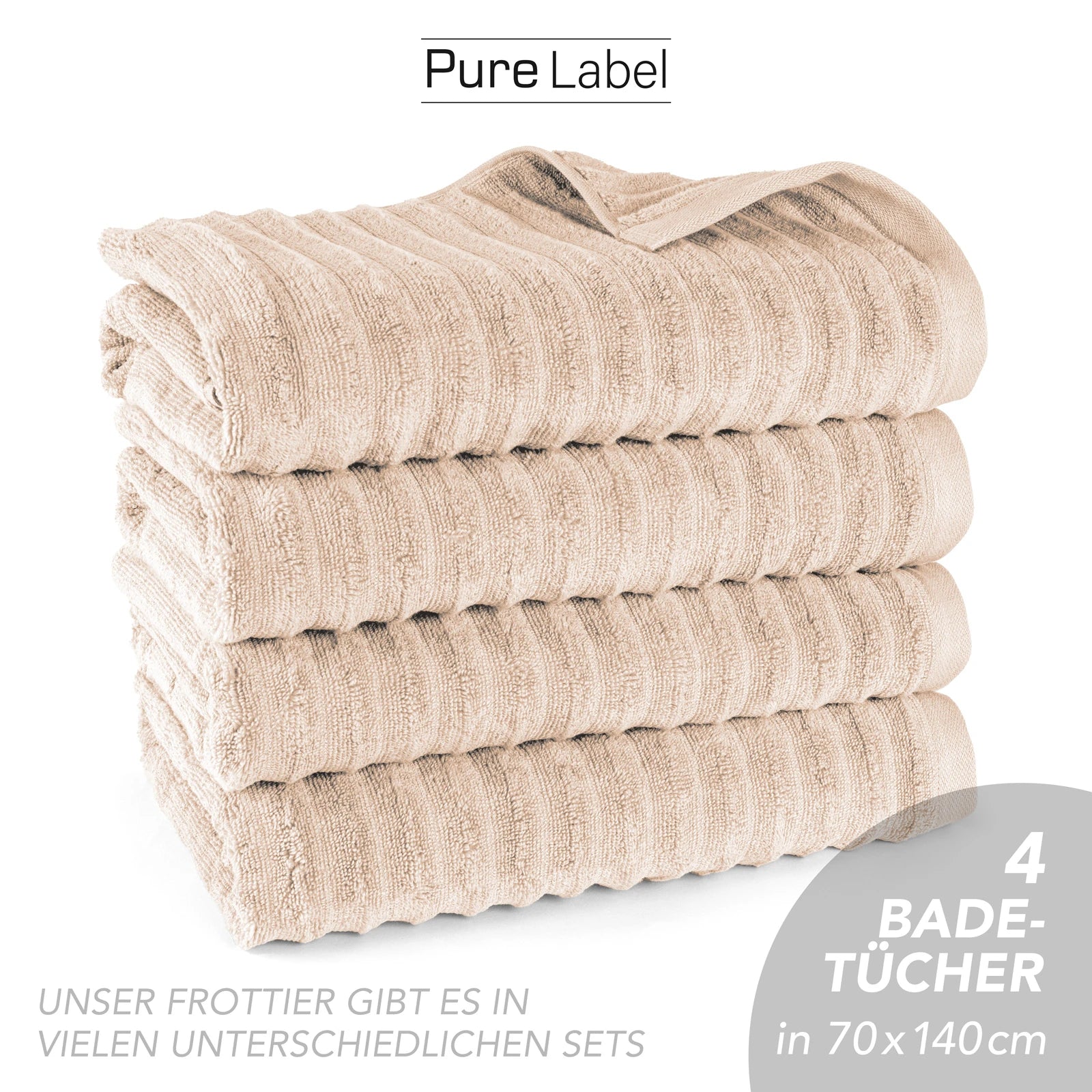 Duschtuch "Waves" - Anthrazit / 2x 70x140cm Pure Label