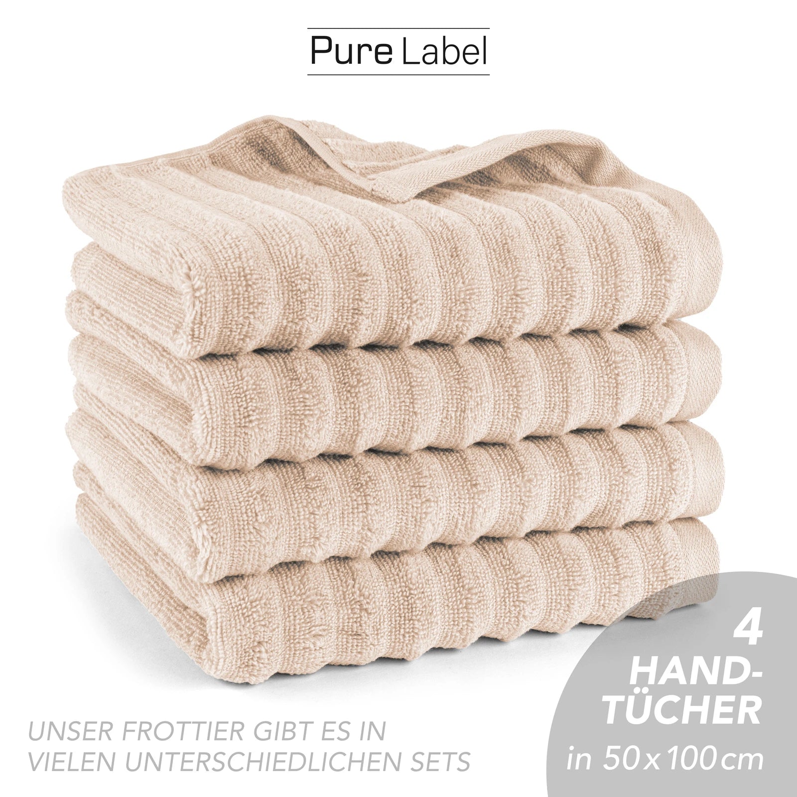 Handtuch "Waves" - Anthrazit / 4x 50x100cm Pure Label