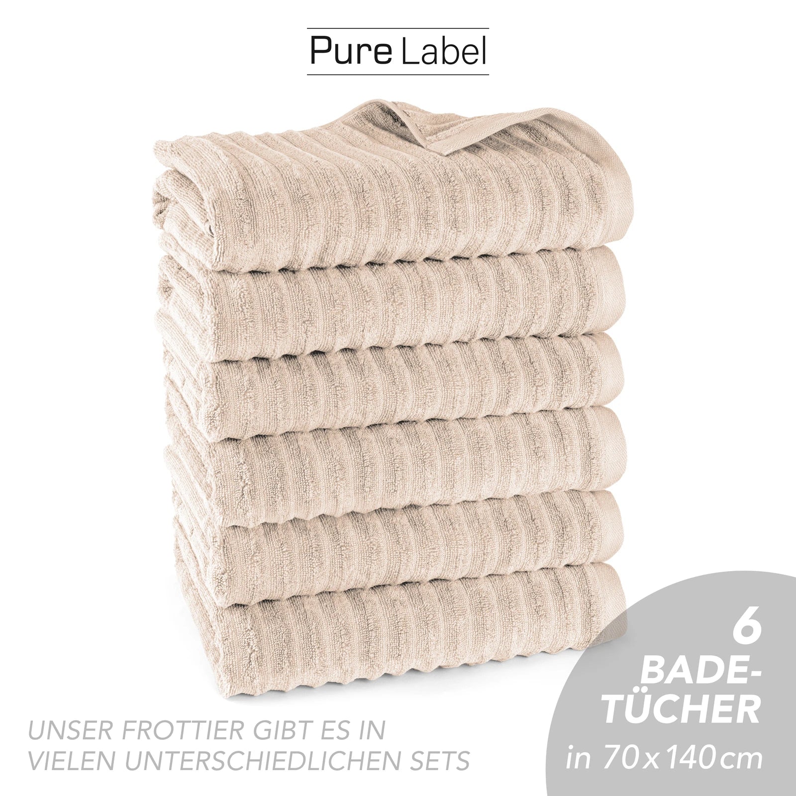 Duschtuch "Waves" - Anthrazit / 2x 70x140cm Pure Label