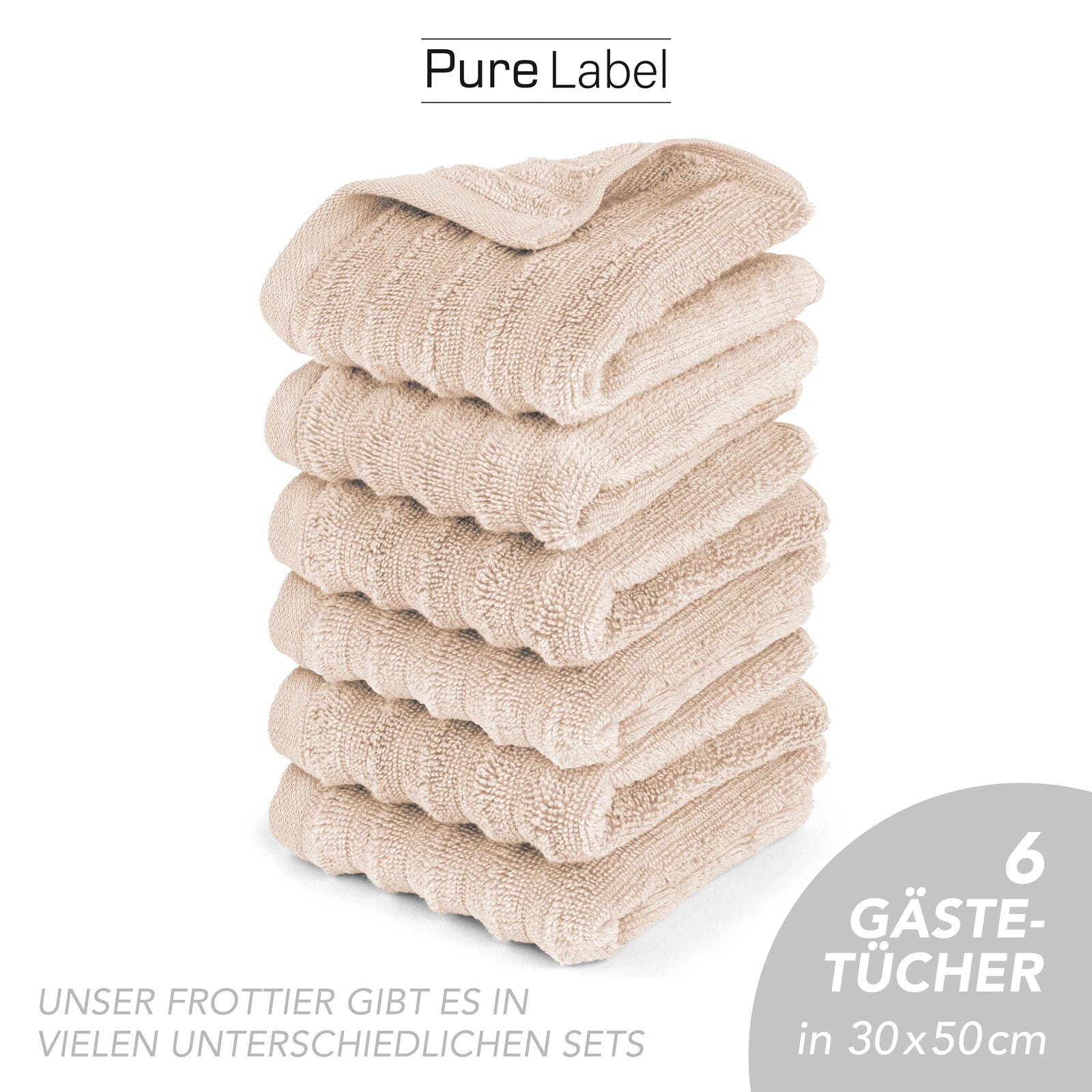 Gästehandtuch "Waves" - Anthrazit / 10x 30x50cm Pure Label