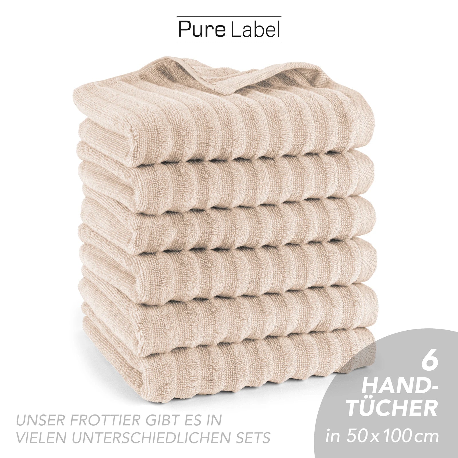 Handtuch "Waves" - Anthrazit / 4x 50x100cm Pure Label