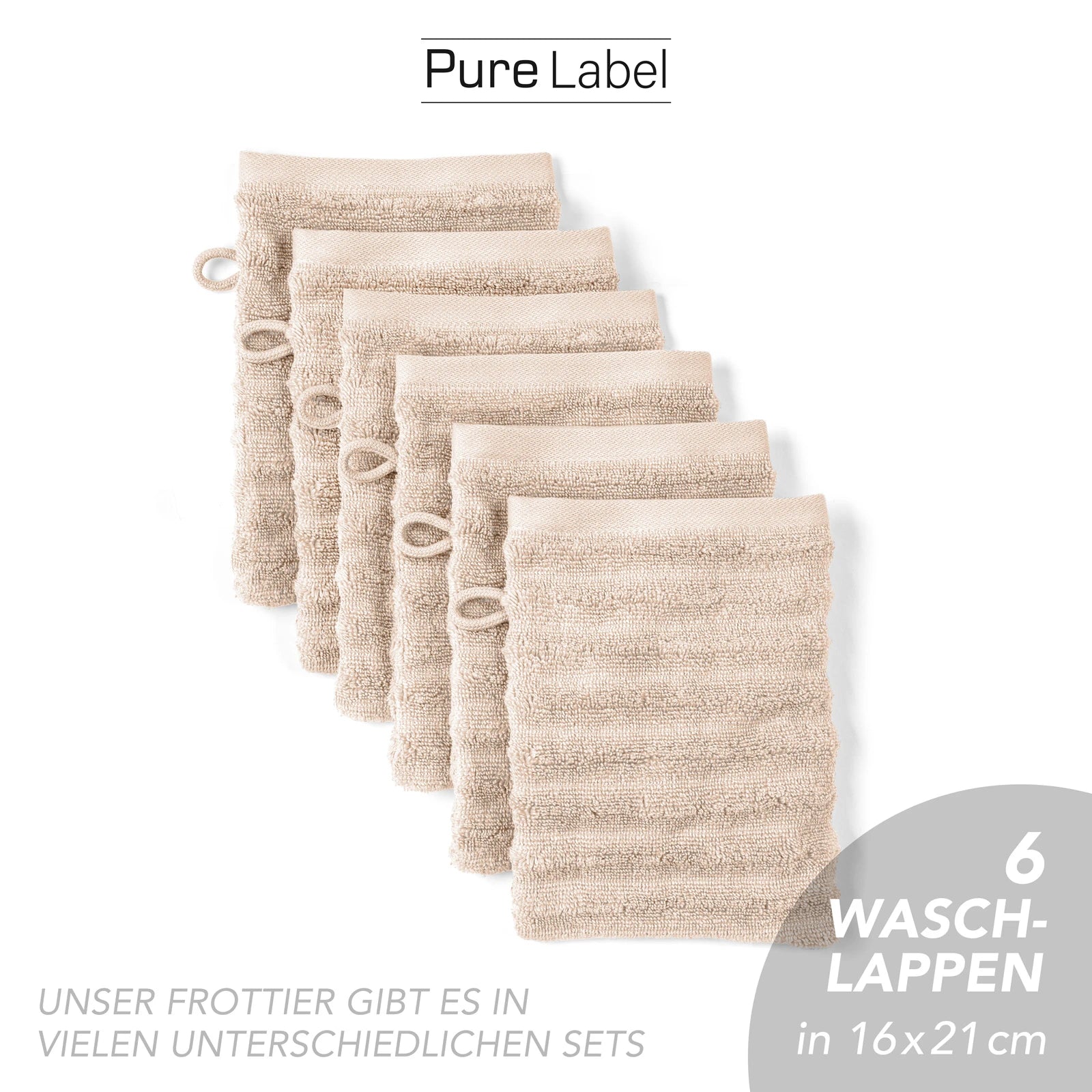 Waschlappen "Waves" - Anthrazit / 4x 16x21cm Pure Label