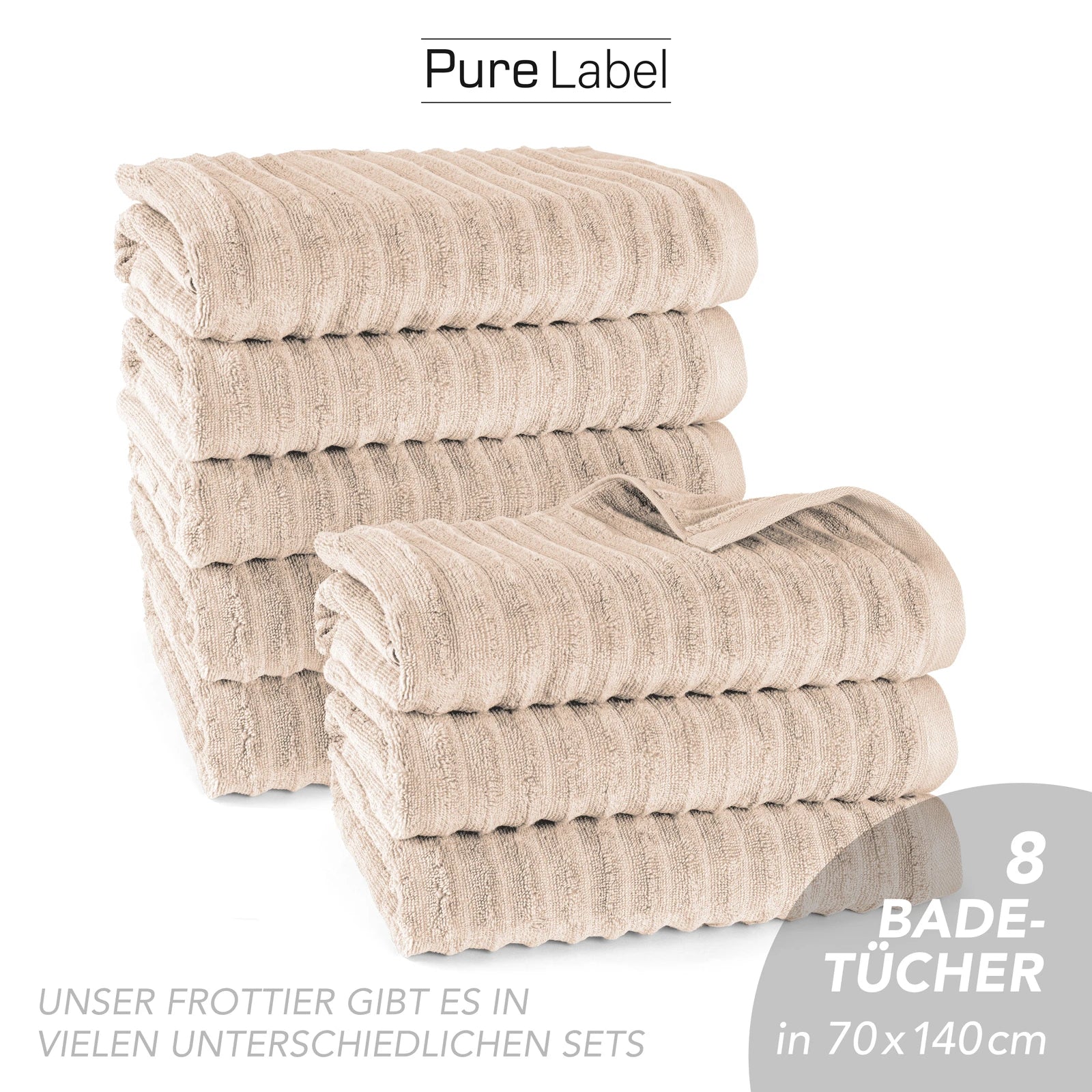 Duschtuch "Waves" - Anthrazit / 2x 70x140cm Pure Label