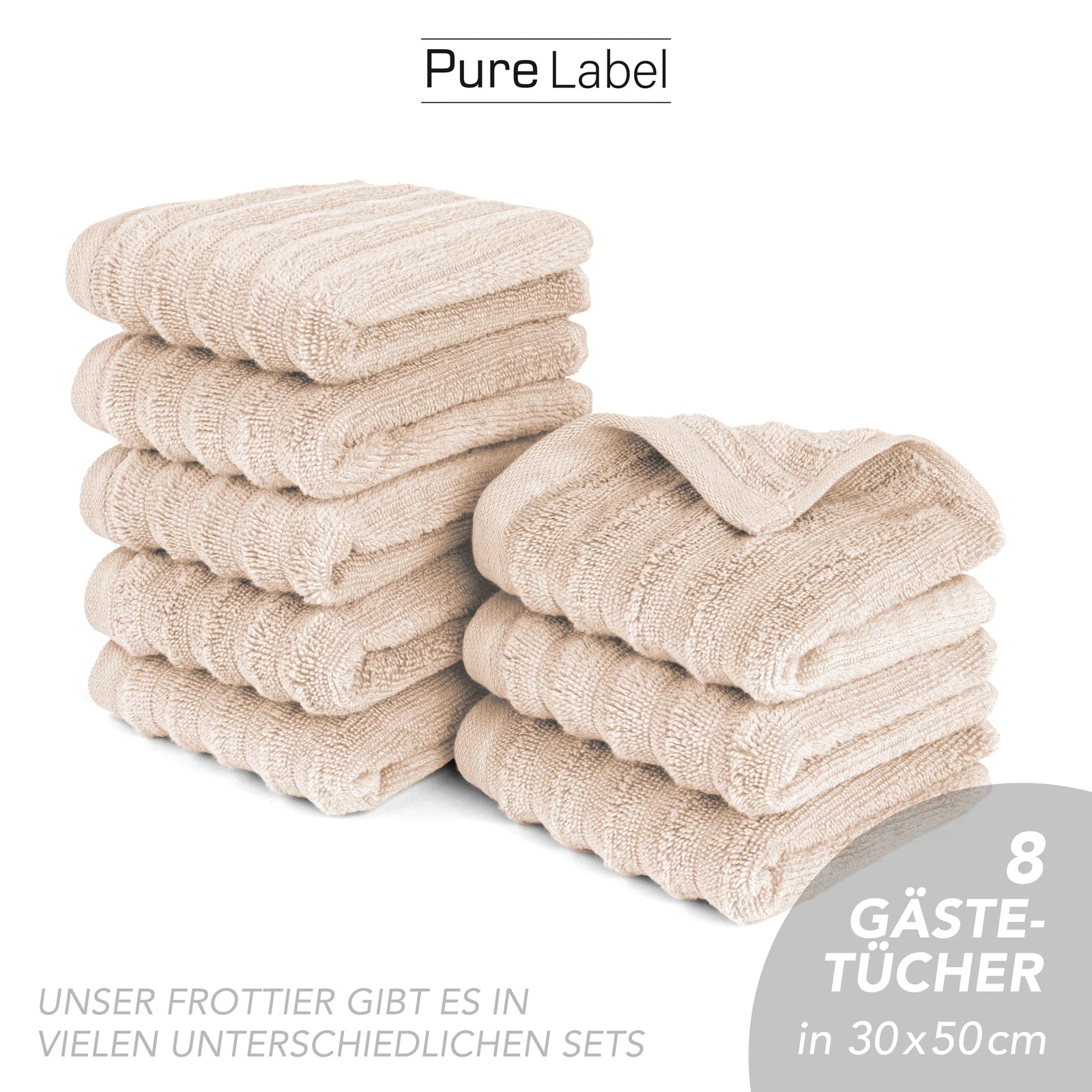 Gästehandtuch "Waves" - Anthrazit / 10x 30x50cm Pure Label