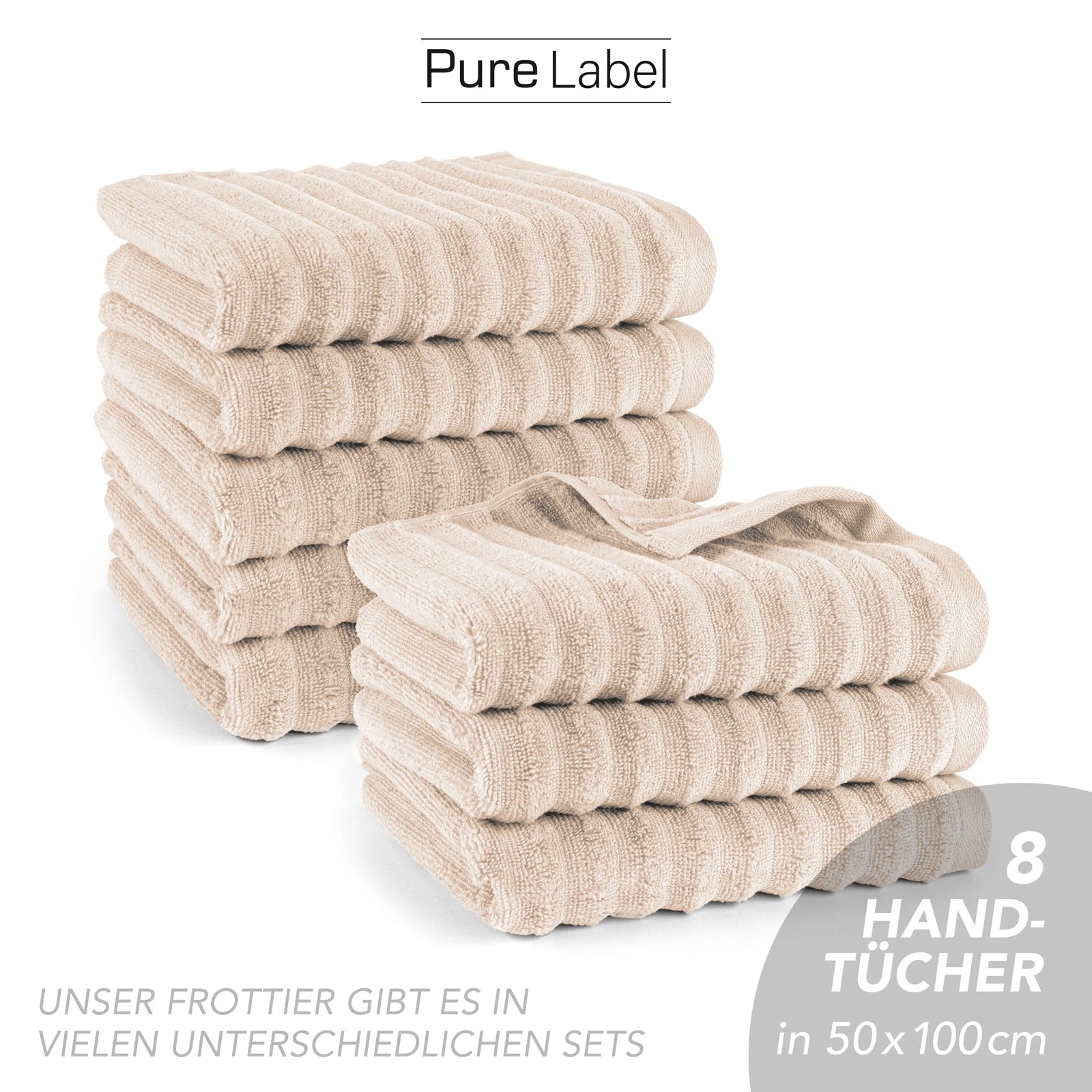Handtuch "Waves" - Anthrazit / 4x 50x100cm Pure Label