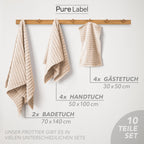 Handtuch Sets "Waves" - Anthrazit / 4x30x50 + 4x50x100 + 2x70x140 cm Pure Label
