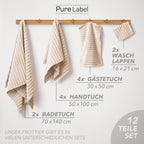 Handtuch Sets "Waves" - Anthrazit / 4x30x50 + 4x50x100 + 2x70x140 cm Pure Label