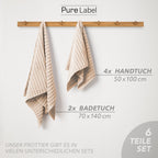 Handtuch Sets "Waves" - Anthrazit / 4x30x50 + 4x50x100 + 2x70x140 cm Pure Label