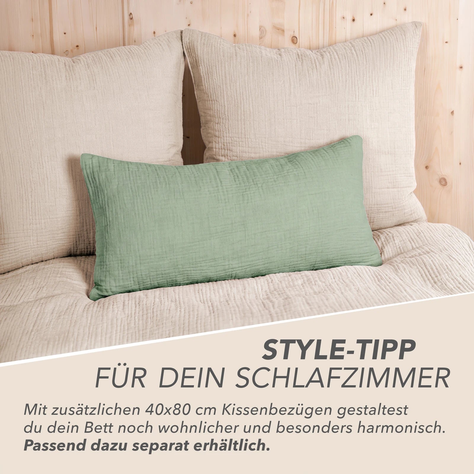 Musselin Bettwäsche Sets - Beige - 2x155x220 + 2x40x80 cm