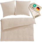 Musselin Bettwäsche Doppelbett - Beige - 200x220 + 2x80x80 cm