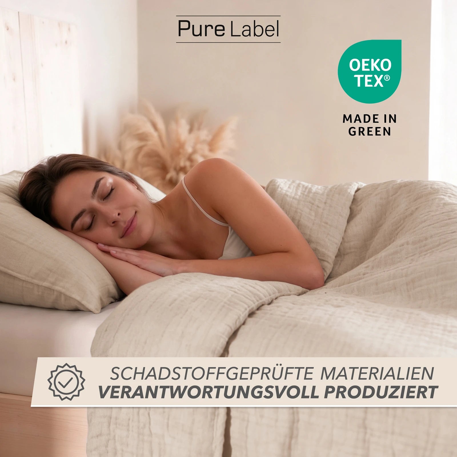 Musselin Bettwäsche Sets - Beige - 2x155x220 + 2x40x80 cm