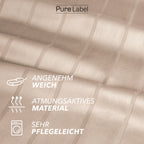 Bettwäsche Mako Satin mit Streifen - Beige - 155x220 + 80x80cm