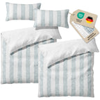 Musselin Bettwäsche  - Blau - Gestreift  2x155x220 40x80 cm