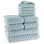 Handtuch Sets "Waves" - Anthrazit / 4x30x50 + 4x50x100 + 2x70x140 cm Pure Label