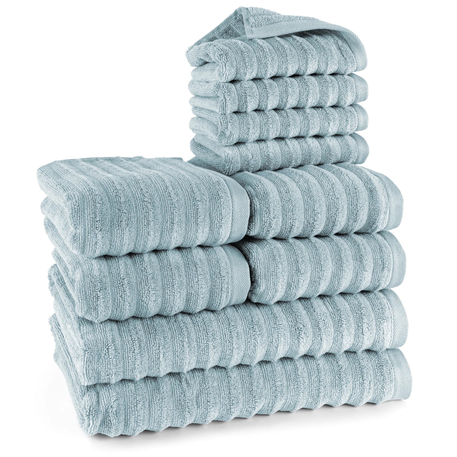 Handtuch Sets "Waves" - Anthrazit / 4x30x50 + 4x50x100 + 2x70x140 cm Pure Label