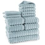 Handtuch Sets "Waves" - Anthrazit / 4x30x50 + 4x50x100 + 2x70x140 cm Pure Label