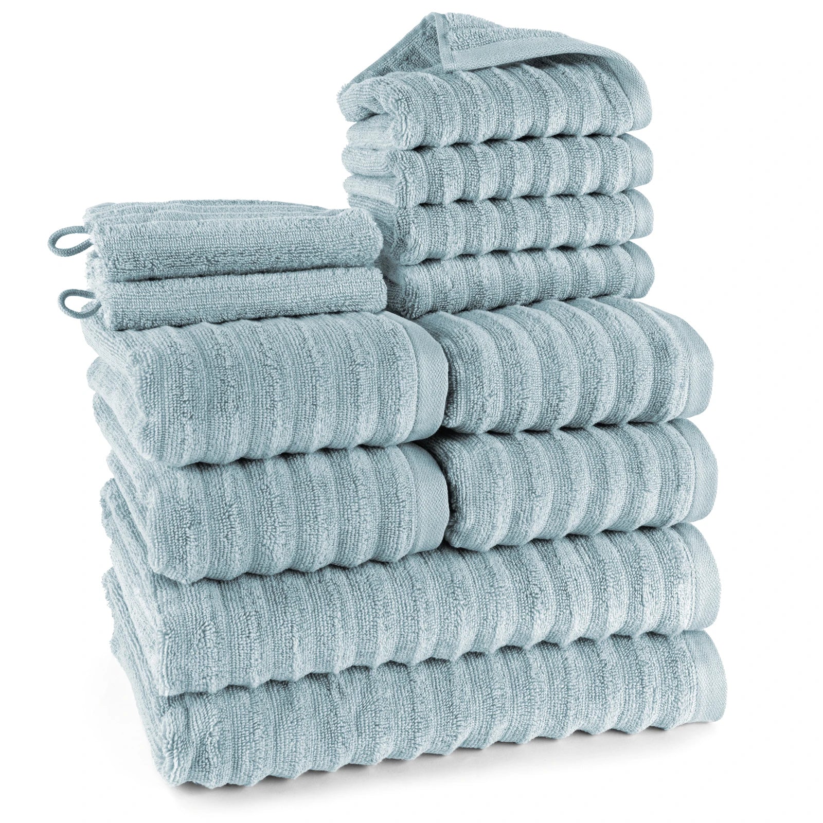 Handtuch Sets "Waves" - Anthrazit / 4x30x50 + 4x50x100 + 2x70x140 cm Pure Label
