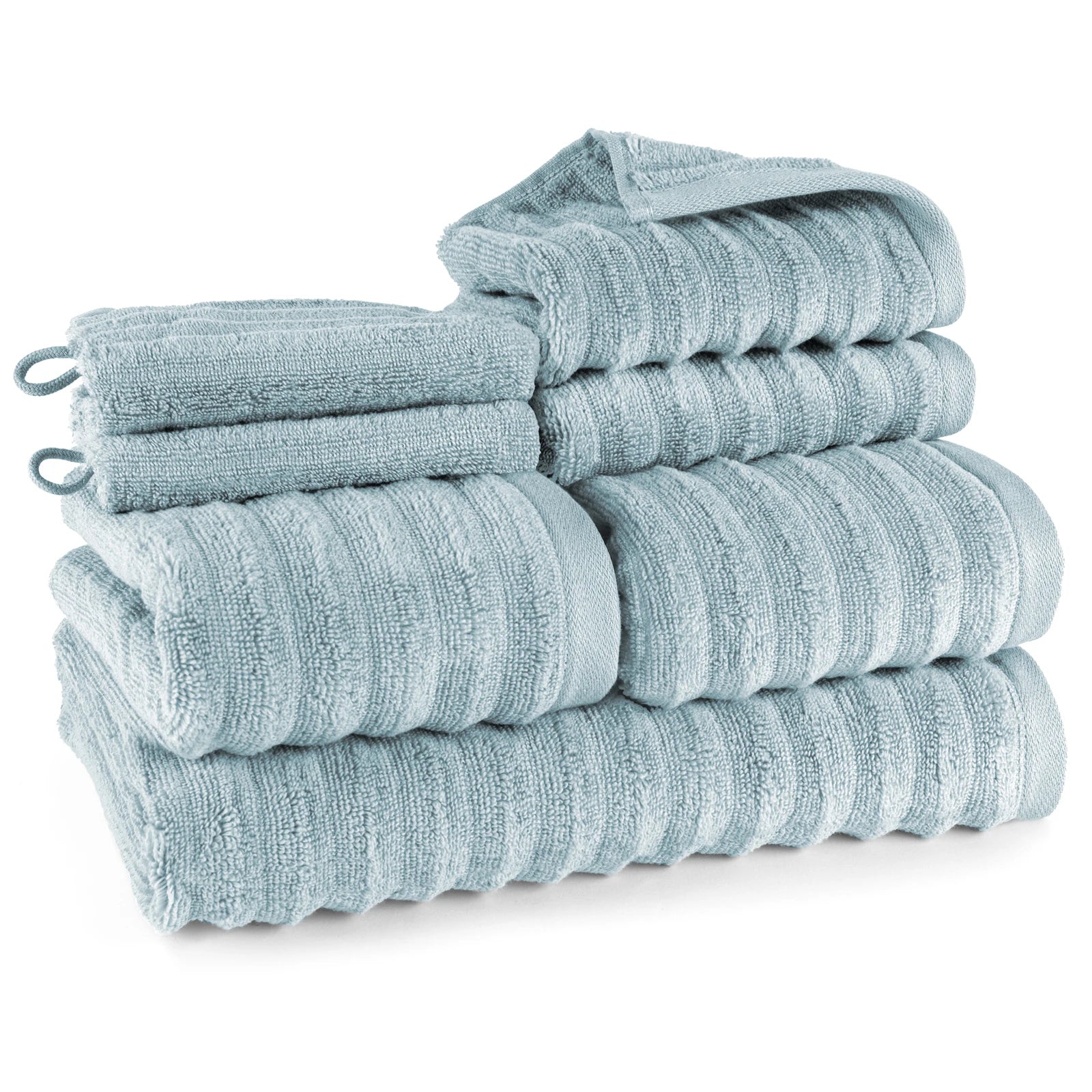 Handtuch Sets "Waves" - Anthrazit / 4x30x50 + 4x50x100 + 2x70x140 cm Pure Label