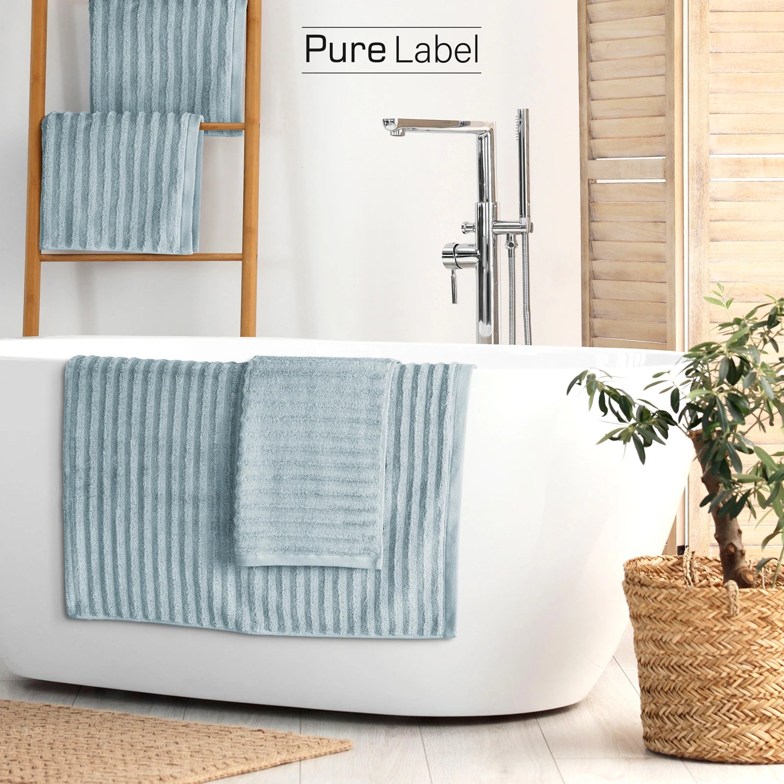 Duschtuch "Waves" - Anthrazit / 2x 70x140cm Pure Label