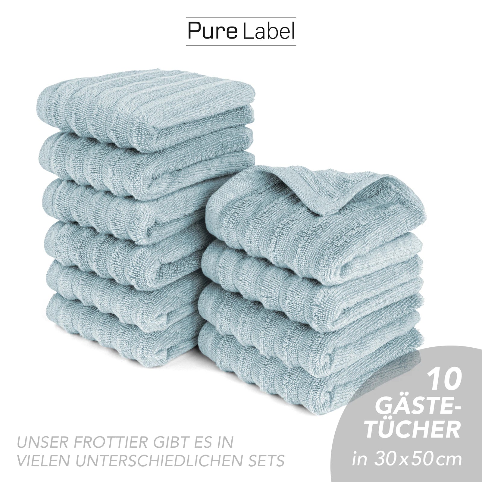 Gästehandtuch "Waves" - Anthrazit / 10x 30x50cm Pure Label