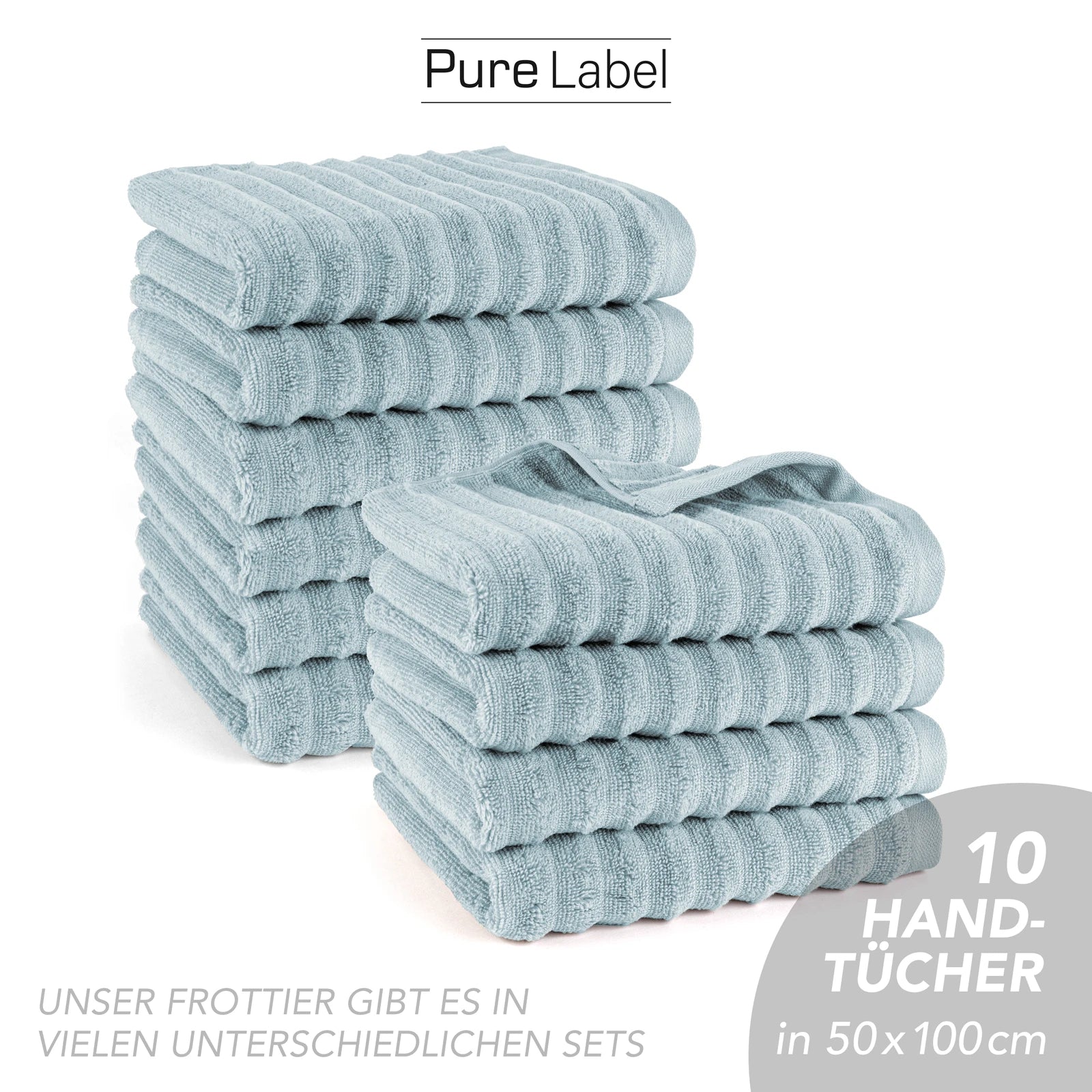 Handtuch "Waves" - Anthrazit / 4x 50x100cm Pure Label