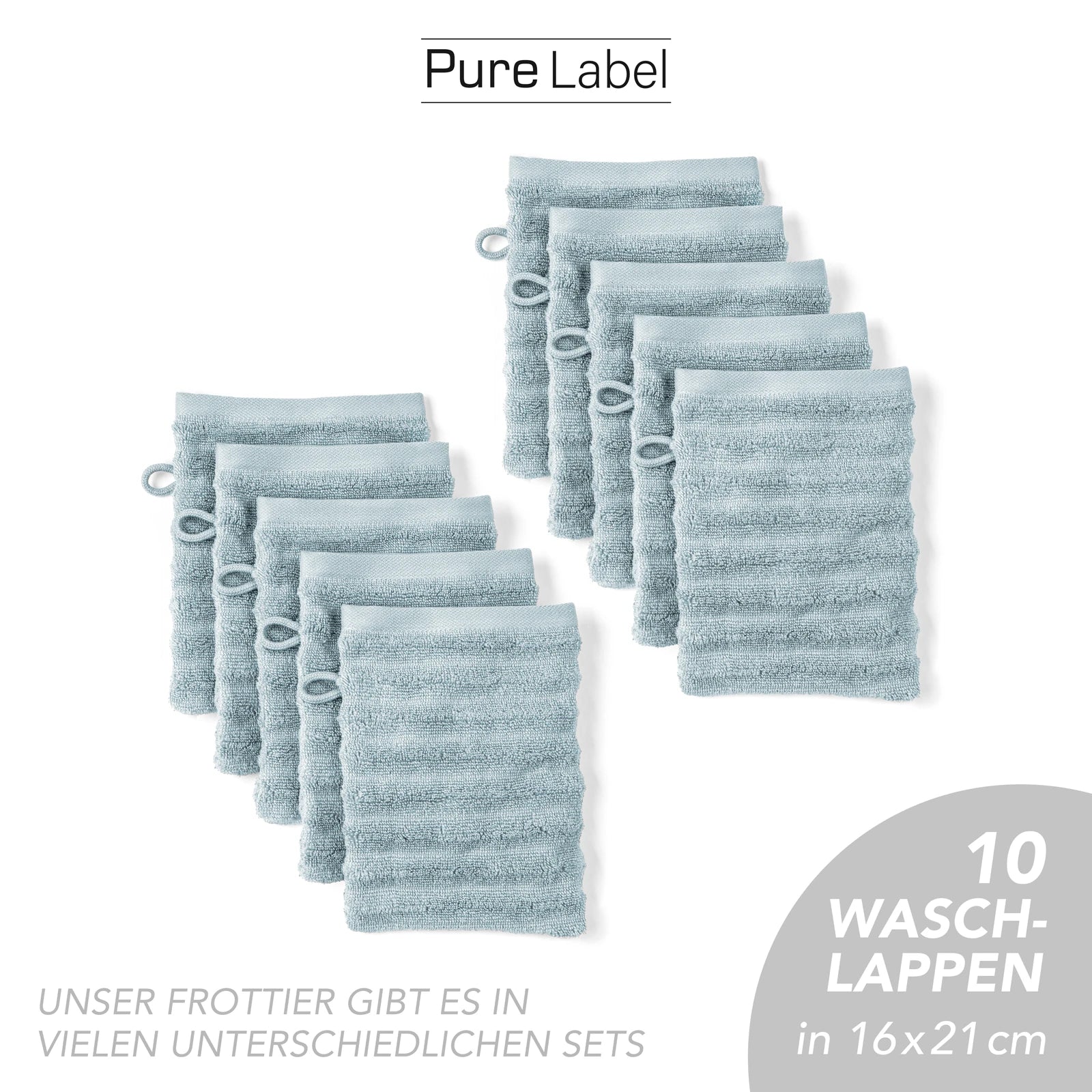 Waschlappen "Waves" - Anthrazit / 4x 16x21cm Pure Label